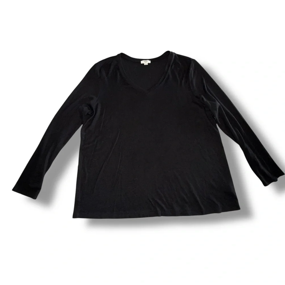 NZT by NIC+ZOE V-Neck Sweet Dreams Long Sleeve Top - XXL Black - Picture 5 of 12